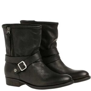 Tommy Hilfiger Black Leather Moto Boots